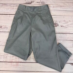 Ett:twa by Anthropologie Blue Linen Blend cuffed Leg Cropped Pants US 2